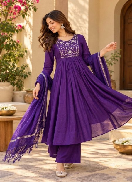 Ff Mul Chanderi With Inner With Heavy Work Kurti With Bottom Dupatta